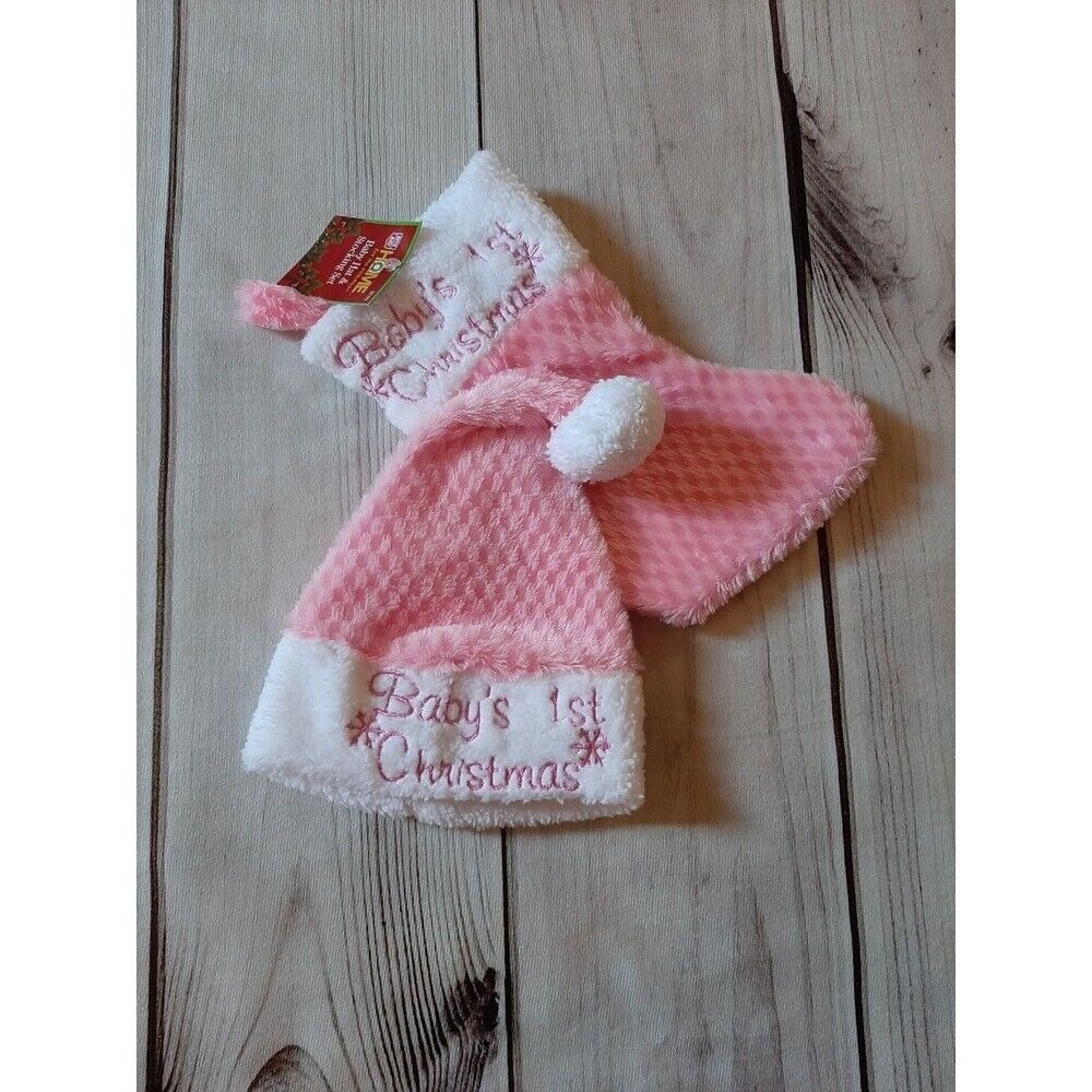 Babys First Christmas Stocking and Santa Hat Set